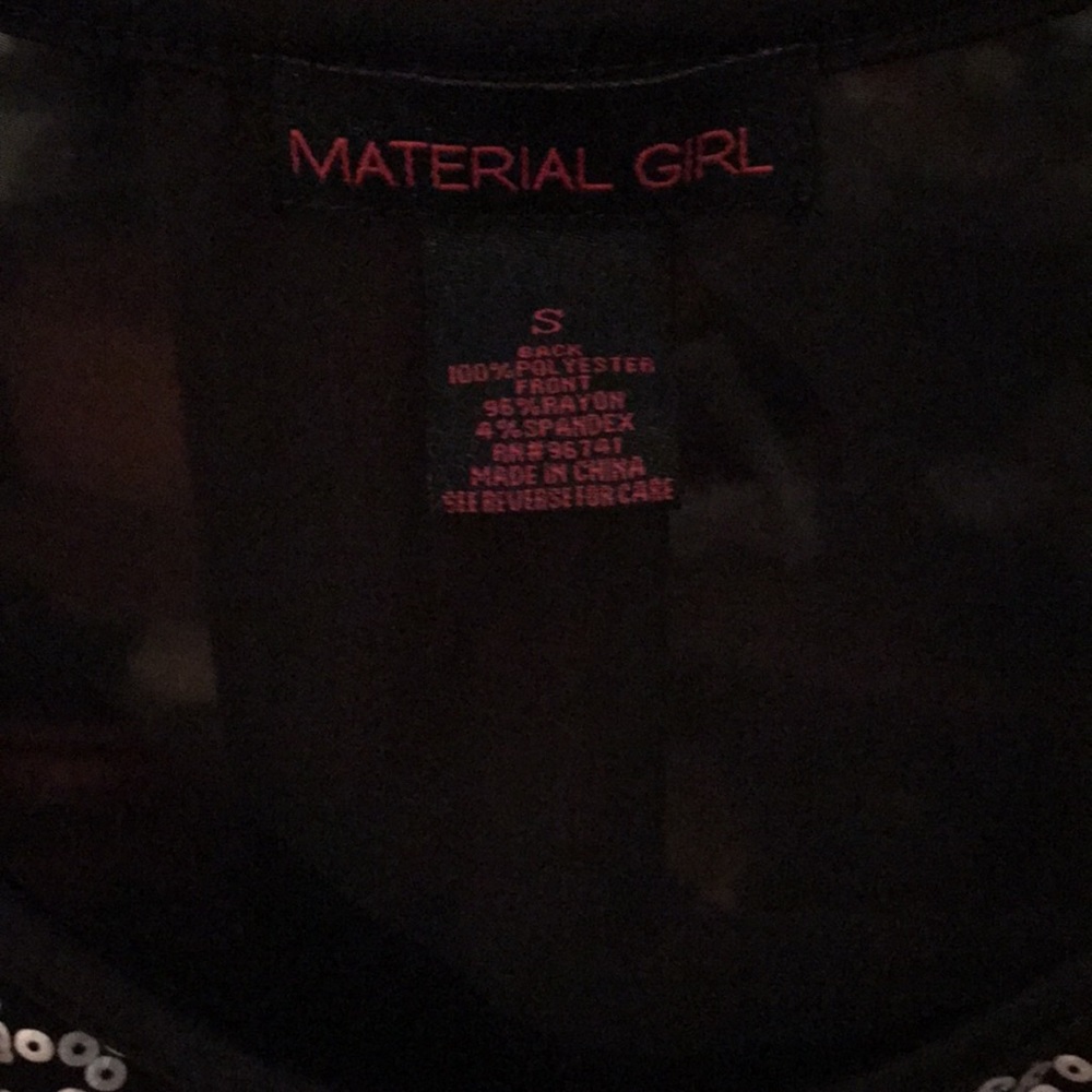 Material Girl Scoop Neck Top with Sequins and Cap Sleeves, Size Small - Picture 2 of 4